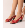 Sandale casual din piele naturala toc 3 cm - NA227RPL